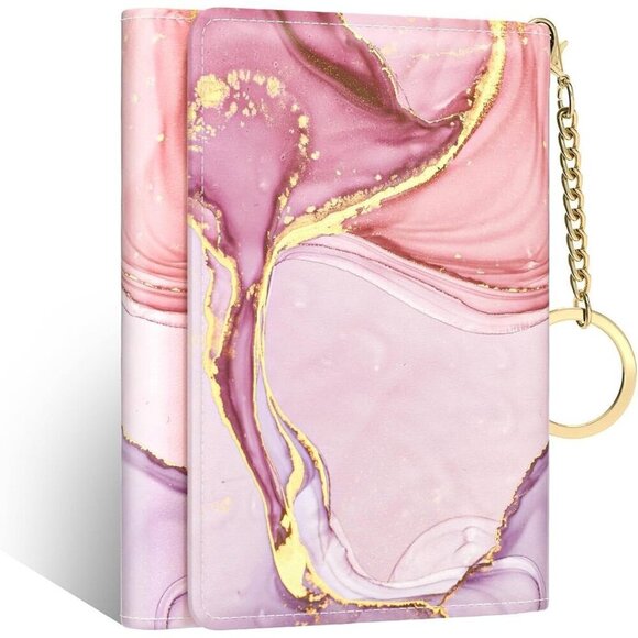 ⭐Womens Wallet Small Pink Marble Credit Card Slim RFID Card Holder - Picture 1 of 7